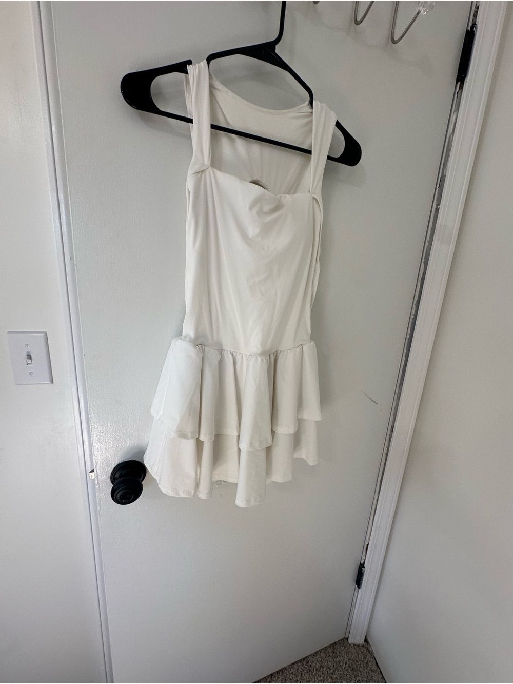Women's White Ruffle Tiered Mini Dress